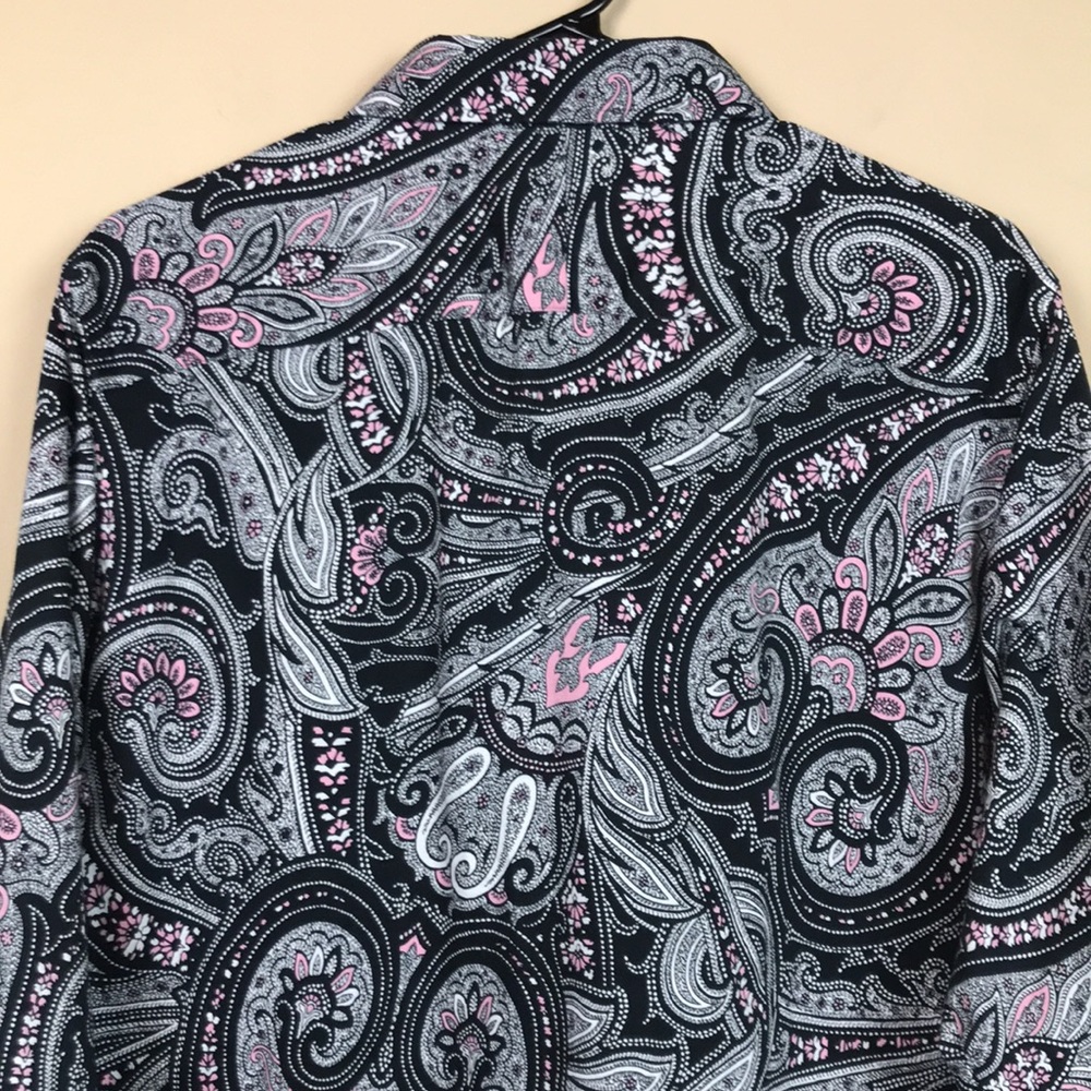 Chaps Classics Women’s No Iron Paisley Print Long Sleeve Button-Up Shirt - Picture 6 of 8